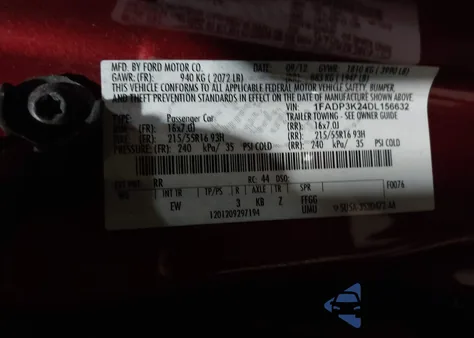 2013 Ford Focus Se из США, поврежденный, VIN 1FADP3K24DL156632